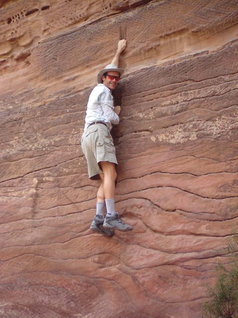 Climbing to a high place in Petra