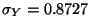 $\sigma_Y=0.8727$