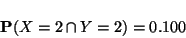 \begin{displaymath}{\bf P}(X=2\cap Y=2)=0.100\end{displaymath}